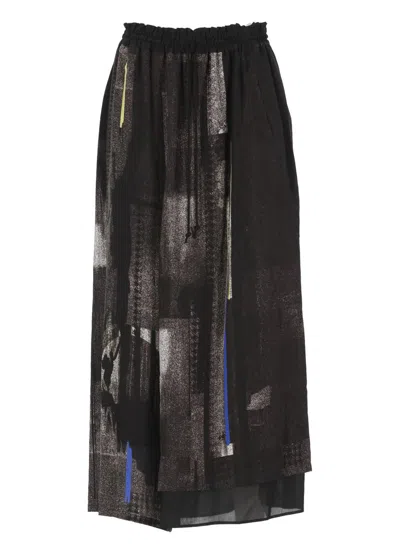 Y's Pants With Geometric Pattern In Grey