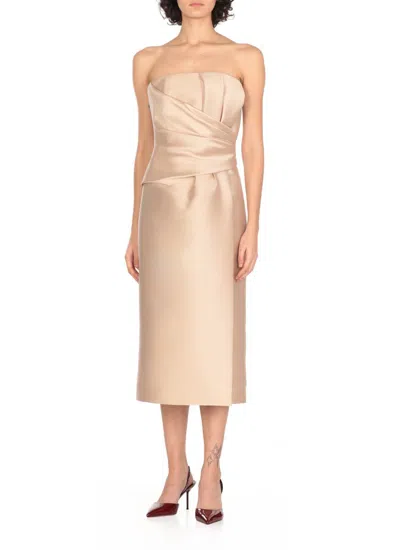 Alberta Ferretti Ivory Silk Blend Dress In Beige