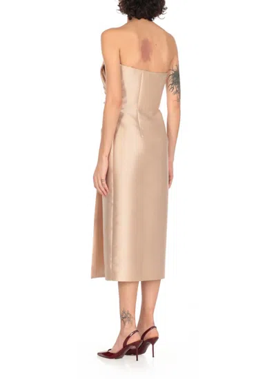 Alberta Ferretti Ivory Silk Blend Dress In Beige