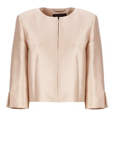 Alberta Ferretti Satin Jacket In Beige