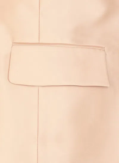 Alberta Ferretti Peak Lapel Collar Jacket With Satin Finish In Beige