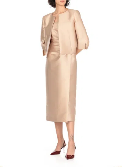 Alberta Ferretti Satin Jacket In Beige
