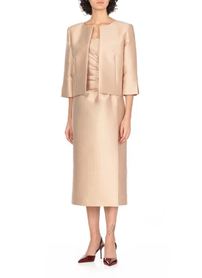 Alberta Ferretti Satin Jacket In Beige