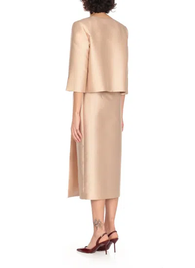 Alberta Ferretti Satin Jacket In Beige