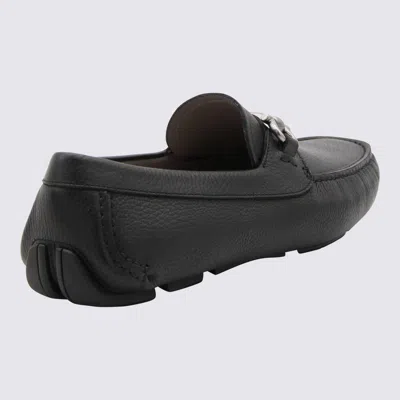 Ferragamo Men Parigi Gancini Leather Drivers Loafers Pebbled T Moro In Black