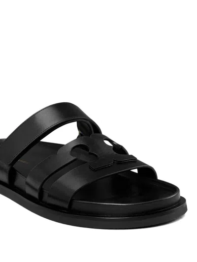 Tory Burch Sport Slide Leather Sandals In Black