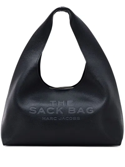 Marc Jacobs Grained Black Leather Handbag With Silver-tone Hardware In Black