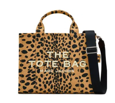 Marc Jacobs The Medium Cheetah Canvas Tote Bag In Black