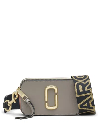 Marc Jacobs The Snapshot Leather Crossbody Bag In Grey