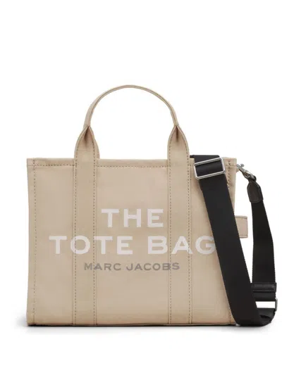Marc Jacobs Tote Bag With Detachable Strap And Bold Lettering In Beige