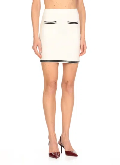 Self-portrait Self Portrait Women Ivory Bow Jacquard Knit Mini Skirt In Beige