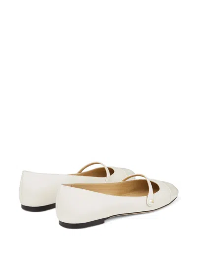 Jimmy Choo White Leather Ballerina Flats In White