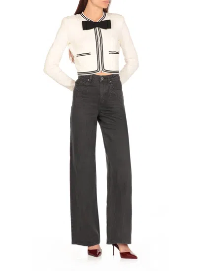 Self-portrait Wide-leg Palazzo Jeans In Grey