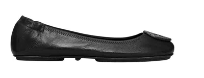 Tory Burch Logo-plaque Leather Ballerina Pumps In Black