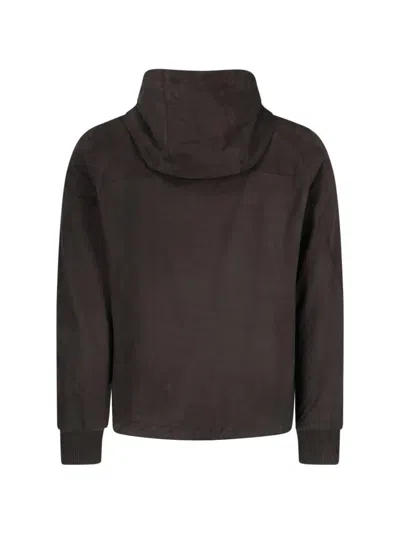 Zegna Drawstring Hooded Jacket In Brown