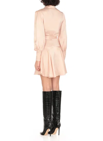 Zimmermann Silk Wrap Mini Dress In Pink