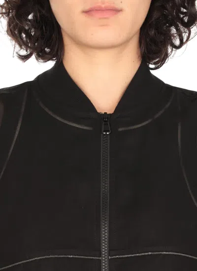 Brunello Cucinelli Black Organza Shiny Trims Bomber Jacket In Black