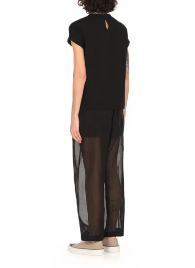 Brunello Cucinelli Short-sleeved T-shirt With Rolled Sleeves And Keyhole Detail In Black