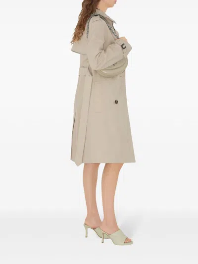 Burberry Mid-length Cotton Blend Trench Coat In Beige