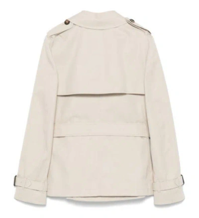 Burberry Cotton Blend Short Trench Coat In Beige