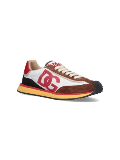 Dolce & Gabbana Mesh And Suede Dg Cushion Sneakers In Multicolour