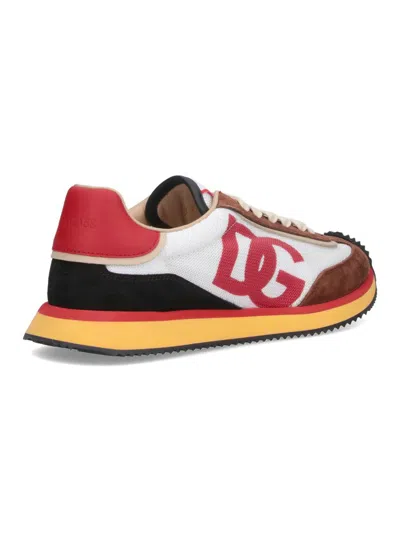 Dolce & Gabbana Mesh And Suede Dg Cushion Sneakers In Multicolour