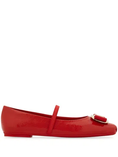 Ferragamo Vara Ballet Flats In Red
