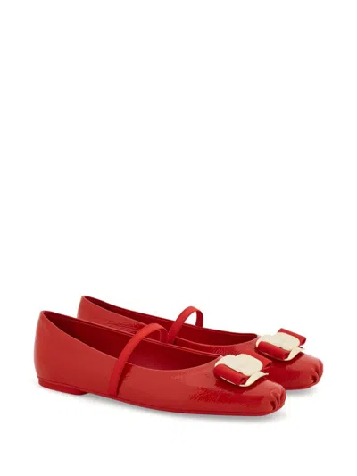 Ferragamo Vara Ballet Flats In Red