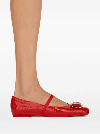 Ferragamo Vara Ballet Flats In Red