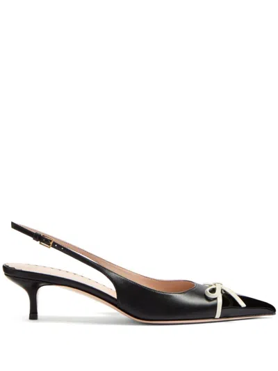 Valentino Bepointy 45 Bow-embellished Leather Slingback Pumps In Black