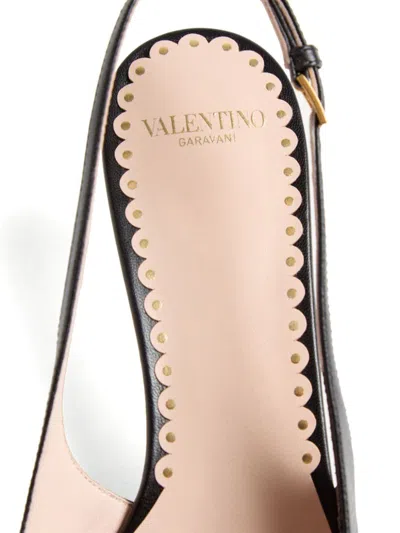 Valentino Bepointy 45 Bow-embellished Leather Slingback Pumps In Black