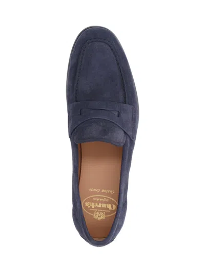Church's Navy Blue Leather Heswall Loafers In Black