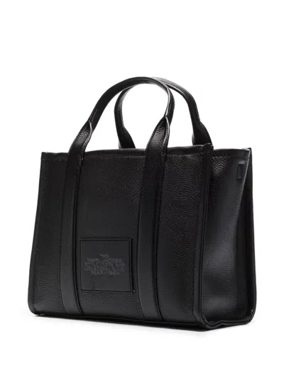 Marc Jacobs Structured Black Leather Handbag With Rounded Top Handles In Black