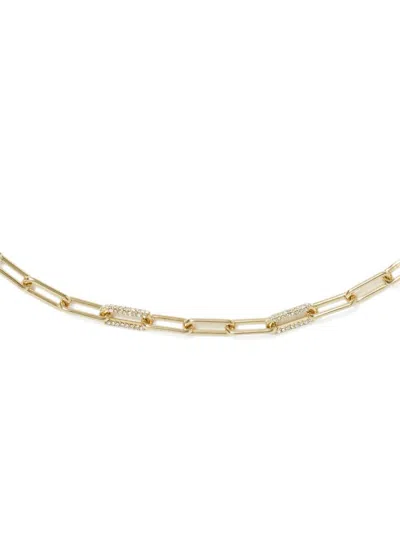 Tory Burch Good Luck Chain Pave Necklace In Tory Gold/crystal