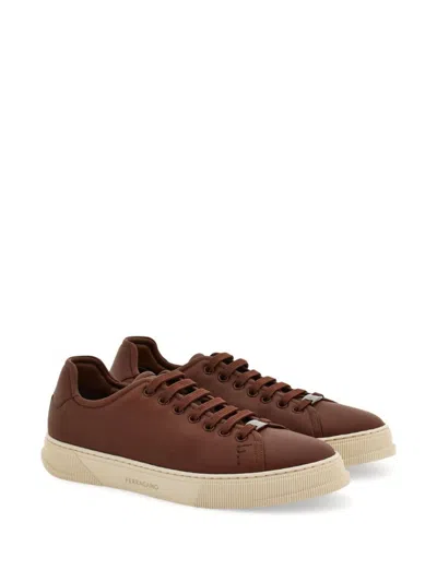 Ferragamo Calf Leather Low-top Sneakers In Multicolor