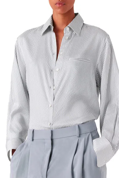 Stella Mccartney Embroidered Silk Oversize Shirt In White/steel