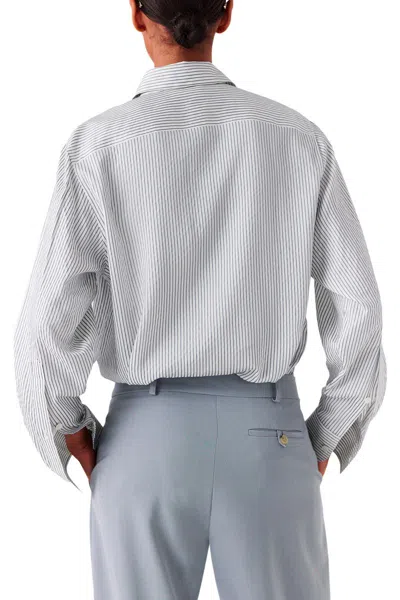 Stella Mccartney Embroidered Silk Oversize Shirt In White/steel