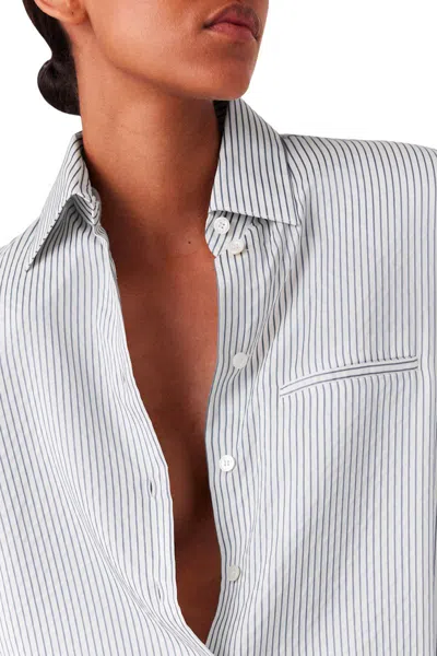 Stella Mccartney Embroidered Silk Oversize Shirt In White/steel