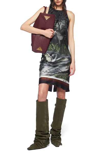 Attico Night Landscape Smoke Print Halter Dress In Smoke