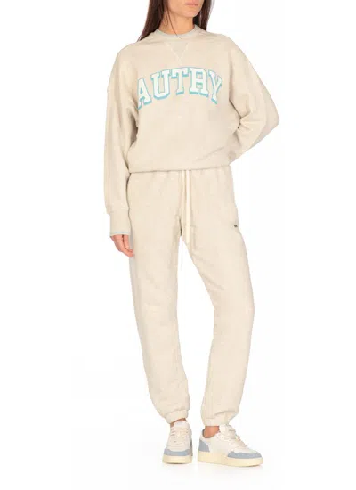 Autry Grey Cotton Blend College Sweatshirt With Screen-printed Graphic In Multi