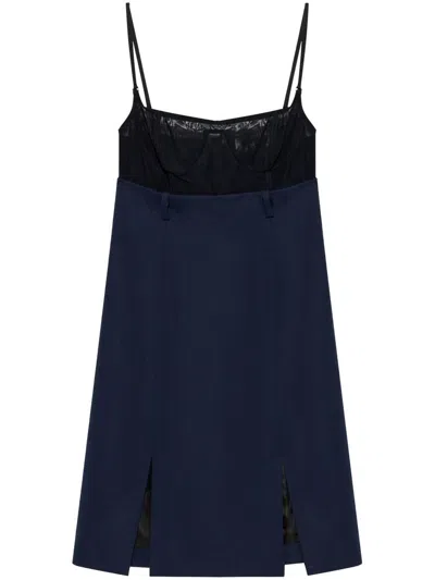 Attico Spaghetti Strap Mini Dress In Blue