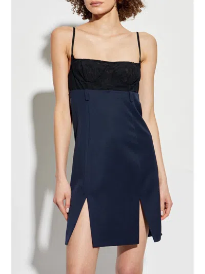 Attico Spaghetti Strap Mini Dress In Blue