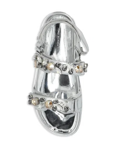 Tory Burch Silver Kira Sandals In Silver