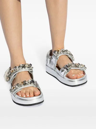 Tory Burch Silver Kira Sandals In Silver