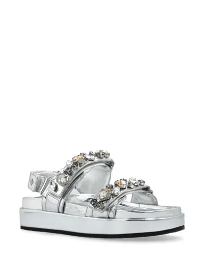 Tory Burch Silver Kira Sandals In Silver