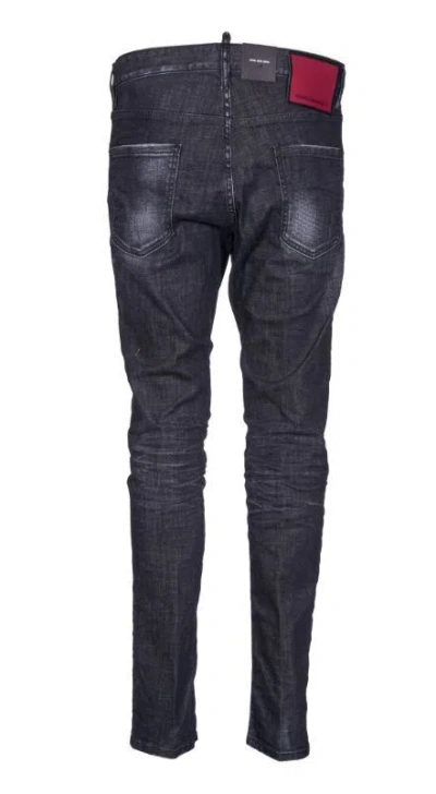 Dsquared2 Easy Black Wash Tidy Biker Black Stretch Cotton Denim Jeans In Multicolor
