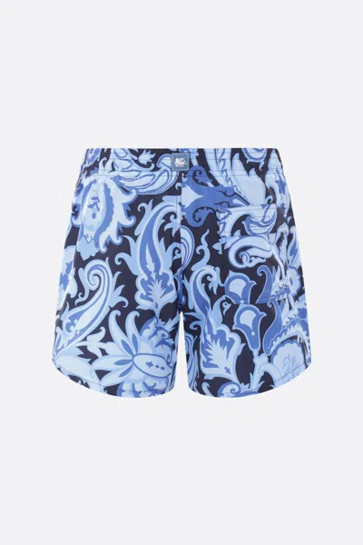 Etro Paisley Print Swim Shorts In Blue