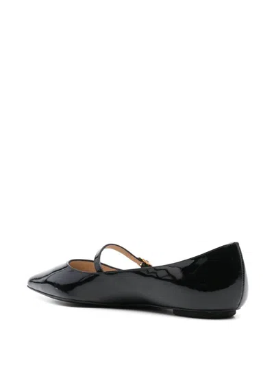 Stuart Weitzman Emilia Leather Mary Jane Point-toe Flats In Black