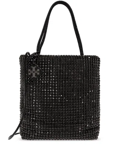 Tory Burch Mini Night Owl Crystal Tote Bag In Black