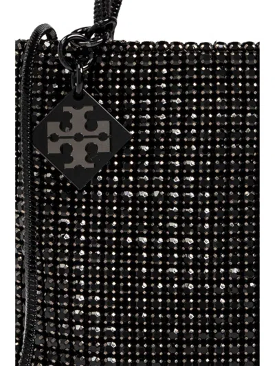 Tory Burch Mini Night Owl Crystal Tote Bag In Black
